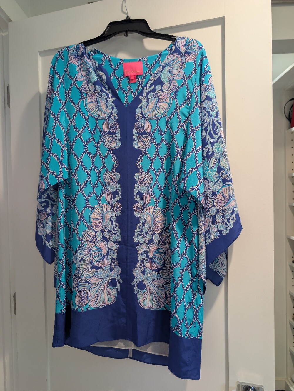 Lilly Pulitzer Beach Cover UpVibrant Turquoise & Navy Floral Tunic